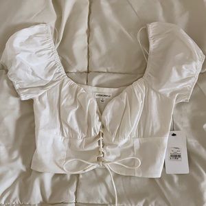 White lace up blouse